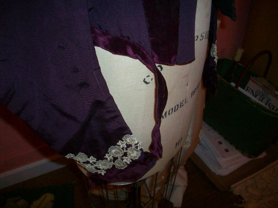 Antique silk velvet top bodice Victorian silk fai… - image 5