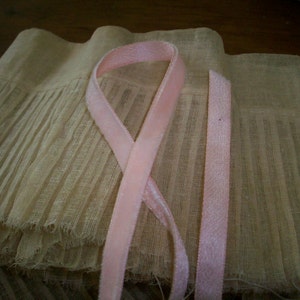 1 yd. Vintage Silk Velvet Ribbon Myrt Pink Satin back Yardage 1/4&quot; to 3/8&quot; Wide