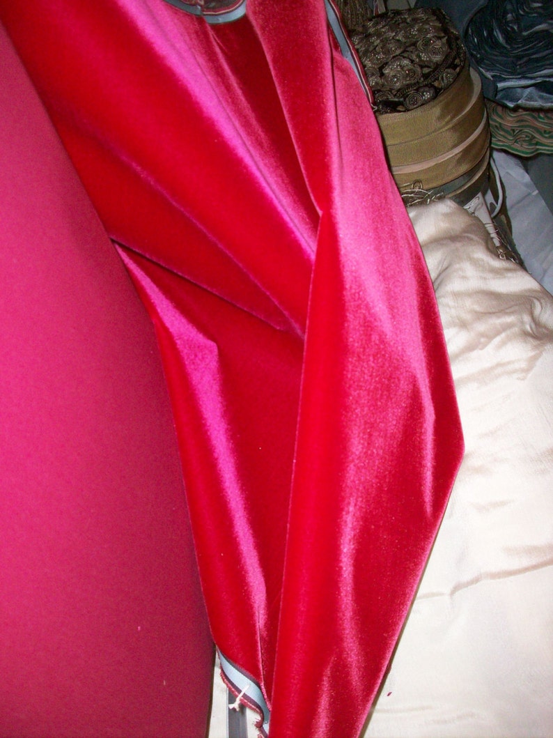 Antique Silk Velvet Old Store Stock 'Ruby Red Slippers' Yardage available French Milinery, Upholstery, Dolls Victorian 