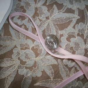 10 yds. FULL roll of Powder Puff Pink Vintage nylon/rayon 1/4&quot; taffeta back velvet