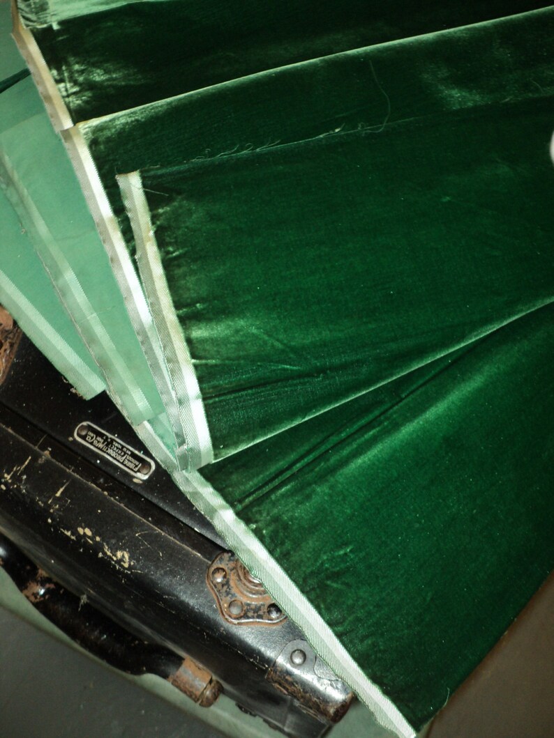 Upholstery Antique Silk Velvet Old Store Stock Emerald Yardage available French Milinery Dolls Victorian