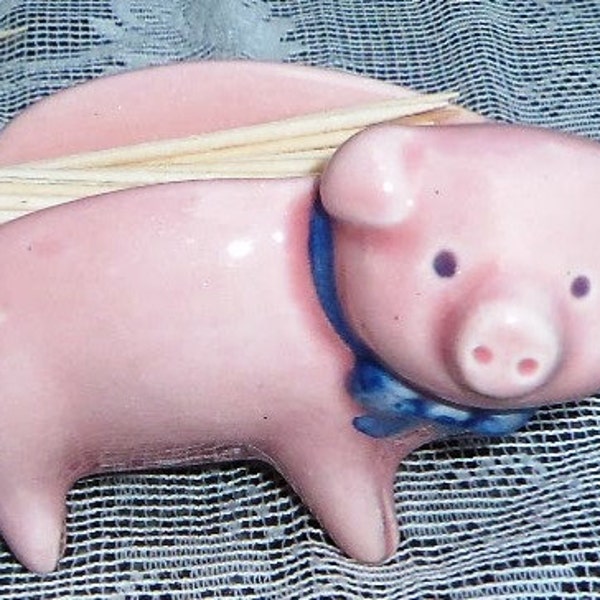 Pink Piggy Toothpick Holder