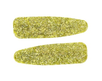 Hair clip barrette epoxy resin with gold glitter (1 pair)