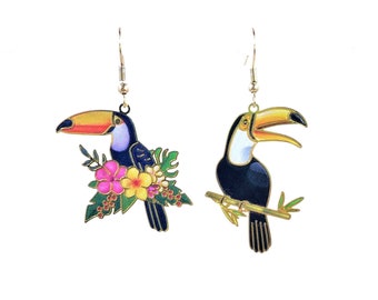 Toucan earrings, tropical bird jewelry