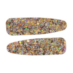 Hair clip barrette epoxy resin with rose gold & copper glitter (1 pair)