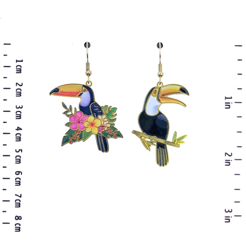 Toucan earrings, tropical bird jewelry image 3