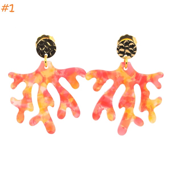 Coral branch earrings, ocean beach inspired jewelry (SMALL)