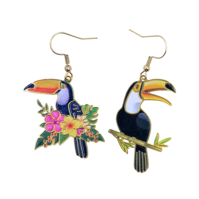 Toucan earrings, tropical bird jewelry image 2