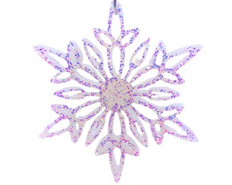 Snowflake Christmas Ornament with iridescent rainbow glitter