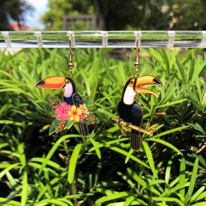 Toucan earrings, tropical bird jewelry image 7