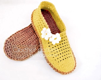 Crochet pattern: women slippers with rope soles,soles pattern included,espadrilles,loafers,shoes,adult,girl,cord,twine,summer