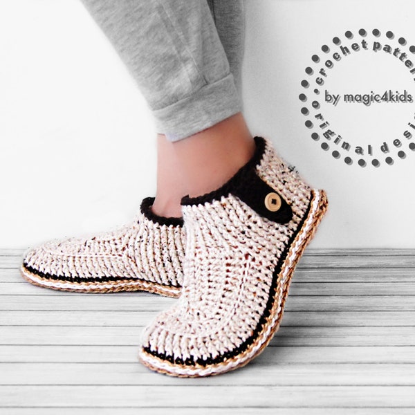 CROCHET PATTERN- women boots with rope soles,buttons,slippers,all women sizes,loafers,adult sizes,girl,cord,twine,soles pattern included