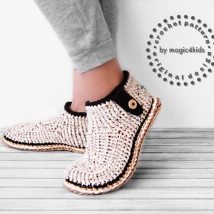 Haakpatroon-pantoffels met touwzolen, zolenpatroon inbegrepen, alle damesmaten, gehaakte laarzen, loafers, dames, volwassenen, meisjes, koord, touw, knopen