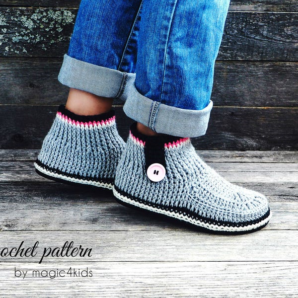 Crochet pattern- women boots on flip flop soles,slippers,loafers,outdoor,home shoes,for women,girls,adults,casual look,teens,footwear