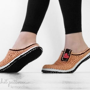 CROCHET PATTERN- women basic clogs with yarn soles,buttons,slippers,all women sizes,loafers,adult,girl,scuffs,footwear,worsted,Christmas