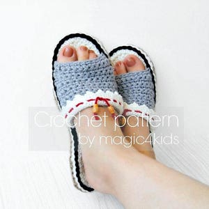 Crochet pattern: slip on slippers with jute rope soles,soles pattern included,flip-flops,scuffs,clogs,women sizes,adult,footwear,home,shoes