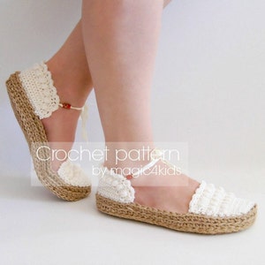 Crochet pattern ballerina shoes with jute rope soles,soles pattern included,all female sizes,loafers,slippers,mary janes,adult,girl,twine image 1