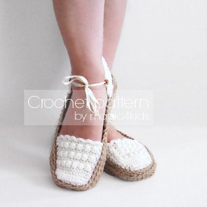 Crochet pattern ballerina shoes with jute rope soles,soles pattern included,all female sizes,loafers,slippers,mary janes,adult,girl,twine image 2