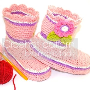 Crochet pattern- toddler slippers- boots with DIY felt soles,soles tutorial included for all sizes,home booties,kids,girl,loafer,footwear
