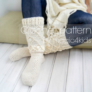 Crochet pattern: women socks, all women sizes,ladies socks,rustic socks,slippers,boot socks,boots,crochet cables,original design