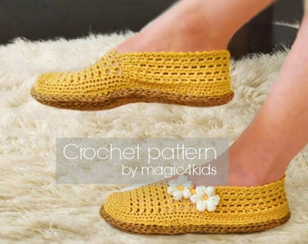 Crochet pattern: women espadrilles with rope soles,soles pattern included,slippers,loafers,shoes,adult,girl,cord,twine,summer