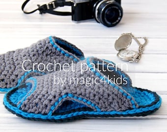 CROCHET PATTERN - men basic slippers,all sizes,clogs,adult,man,slippers,scuffs,slip ons,loafers,footwear,gift for him,home shoes,teen boy