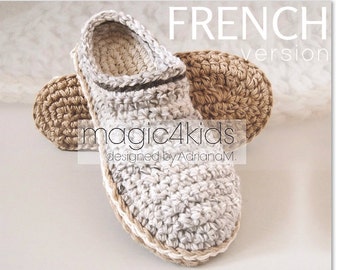 TUTORIEL CROCHET Chaussons pour hommes avec semelles de corde, chaussons, pantoufles,hommes,adulte,modèle crochet