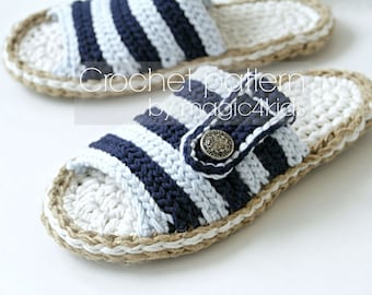 Crochet pattern- men slippers with rope soles,all men sizes,soles pattern included,slip ons,scuffs,loafers,teen boys,adult,shoes,footwear