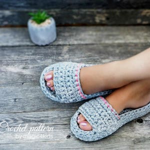 CROCHET PATTERN women and men spa&wellness slippers,all sizes,slip ons,shoes,loafers,scuffs,adult,t-shirt yarn,unisex,spaghetti yarn image 3