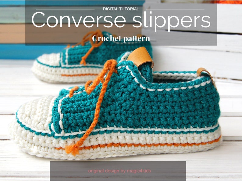 Crochet pattern Converse inspired slippers,slippers,winter,adult sizes,loafers,footwear,house,quick diy,scuffs,sneakers image 6