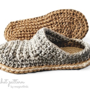 Crochet pattern men basic clogs with rope soles,soles pattern included,adult,men,teen boys,slippers,loafers,scuffs,slip on,shoes,cord,twine image 2