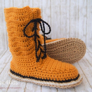 Crochet pattern toddler lace boots with rope soles,soles pattern included,all kids sizes,laced up,shoes,loafers,footwear,girl,cord,twine image 4