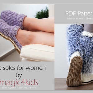 Crochet pattern women rope soles, sizes: 36 to 41 EU/ 5,5 to 9 US, jute,twine,cord,rope,soles,women,girl,shoemaking,adult,knitted slippers image 1