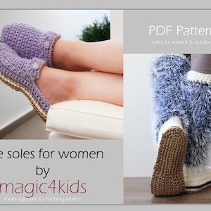 Crochet pattern- women rope soles, sizes: 36 to 41 EU/ 5,5 to 9 US, jute,twine,cord,rope,soles,women,girl,shoemaking,adult,knitted slippers