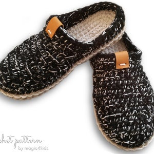 Crochet pattern men basic clogs with rope soles,soles pattern included,adult,men,teen boys,slippers,loafers,scuffs,slip on,shoes,cord,twine image 4