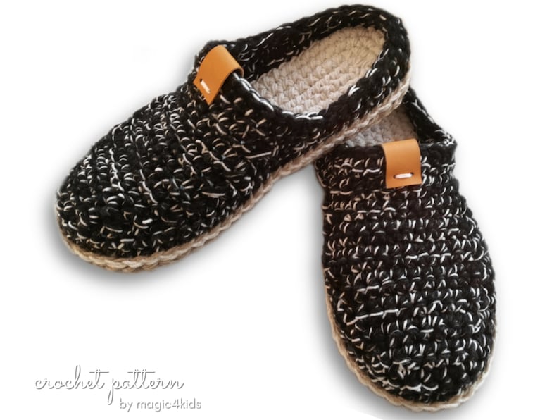 Crochet pattern men basic clogs with rope soles,soles pattern included,adult,men,teen boys,slippers,loafers,scuffs,slip on,shoes,cord,twine image 4
