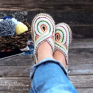 Crochet pattern women twisted clogs with rope soles,soles pattern included,slip ons,shoes,loafers,scuffs,slippers,adult,cord,house shoes image 4