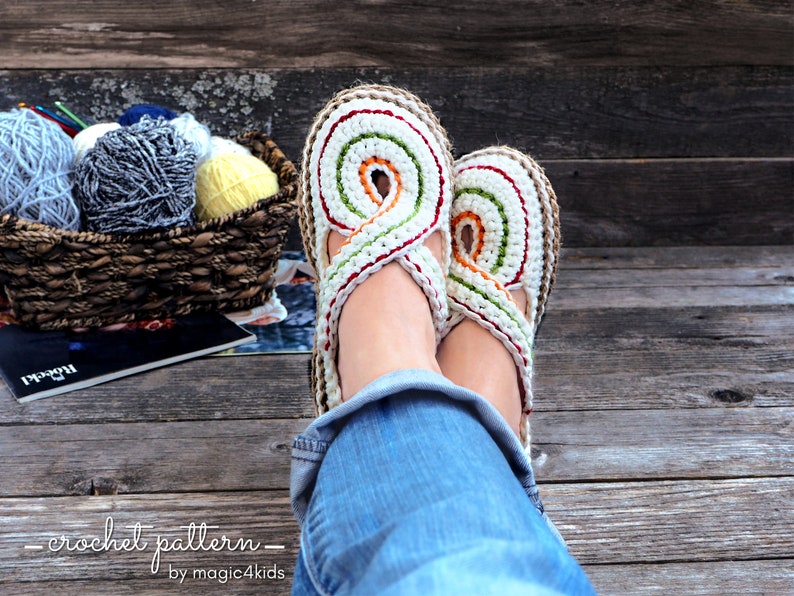 Crochet pattern women twisted clogs with rope soles,soles pattern included,slip ons,shoes,loafers,scuffs,slippers,adult,cord,house shoes image 4