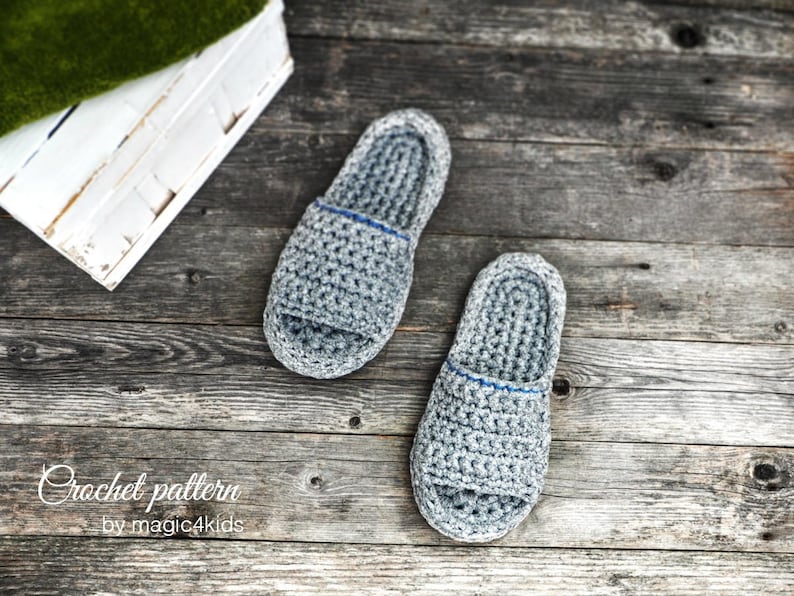 CROCHET PATTERN women and men spa&wellness slippers,all sizes,slip ons,shoes,loafers,scuffs,adult,t-shirt yarn,unisex,spaghetti yarn image 5