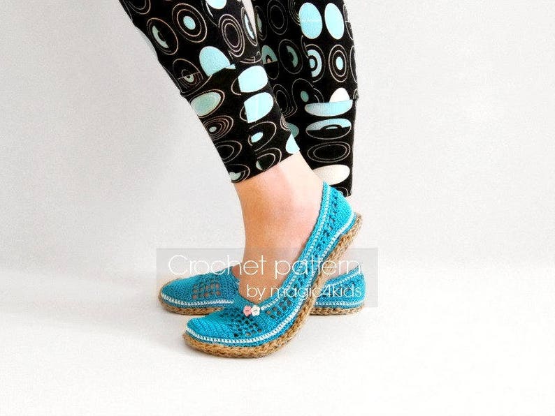 Crochet pattern: women slippers with jute rope soles,soles pattern included,all female sizes,adult,shoes,espadrilles,adult,girl,cord,twine image 1