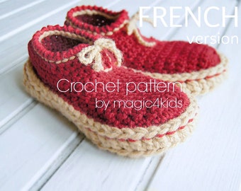 FRENCH version: TUTORIEL CROCHET Chaussons crochet unisex,pantoufles,femmes,hommes,filles,garcons,adulte,modèle crochet,moccasins crochet