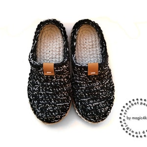 Crochet pattern men basic slippers with rope soles,soles pattern included,scuffs,clogs,loafers,home shoes,adult,teen boys,footwear,cord image 6