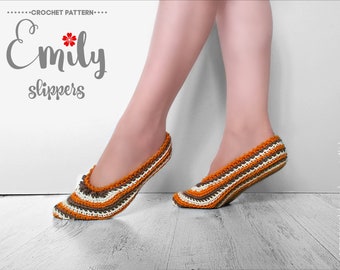 Crochet pattern- Emily slippers,loafers,all women sizes,easy crochet slippers,adult,bulky yarn,quick,socks,beginner