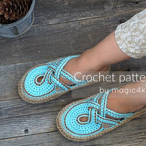 Crochet pattern women crossed straps clogs with rope soles,soles pattern included,slip ons,shoes,loafers,scuffs,slippers,adult,cord image 5