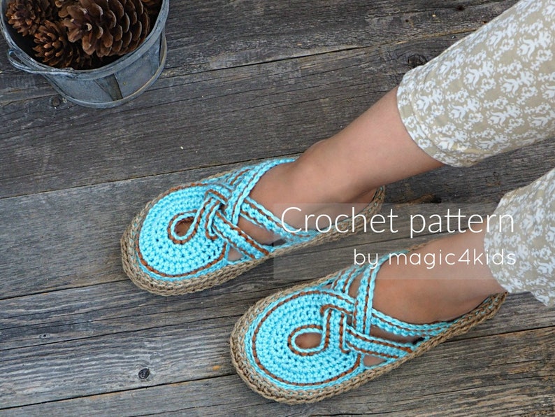 Crochet pattern women crossed straps clogs with rope soles,soles pattern included,slip ons,shoes,loafers,scuffs,slippers,adult,cord image 5