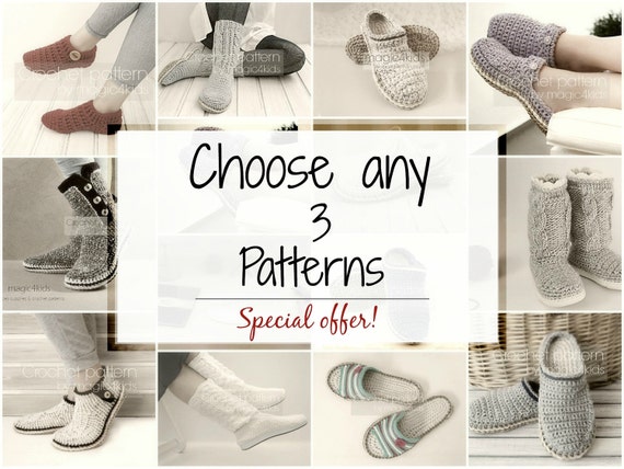 SPECIAL OFFER-Choose any 3 footwear patternscrochet | Etsy