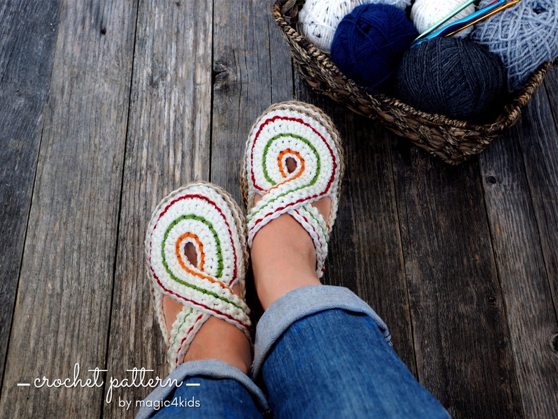 Crochet pattern women twisted clogs with rope soles,soles pattern included,slip ons,shoes,loafers,scuffs,slippers,adult,cord,house shoes image 2
