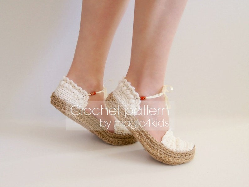 Crochet pattern ballerina shoes with jute rope soles,soles pattern included,all female sizes,loafers,slippers,mary janes,adult,girl,twine image 4