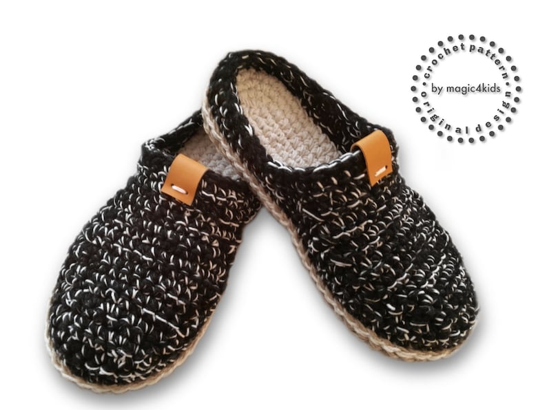 Crochet pattern men basic slippers with rope soles,soles pattern included,scuffs,clogs,loafers,home shoes,adult,teen boys,footwear,cord image 7