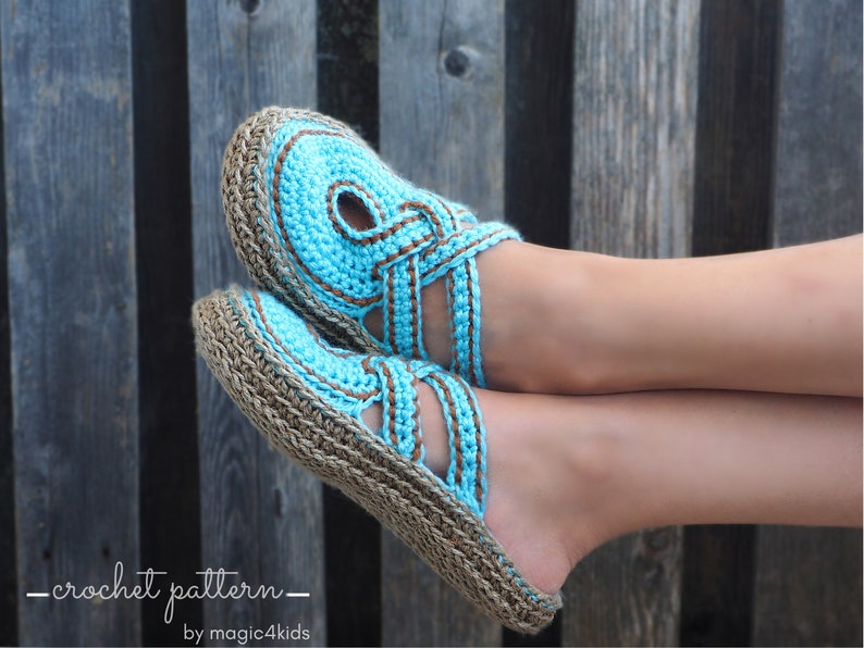 Crochet pattern women crossed straps clogs with rope soles,soles pattern included,slip ons,shoes,loafers,scuffs,slippers,adult,cord image 3
